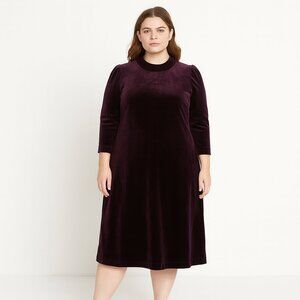 NWT Eliza J Purple Velvet Dress Size 16 3/4 Sleeve